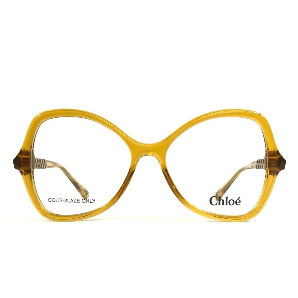 Chloe Eyeglasses Frame CH0004O 003 Transparent Dark Amber Yellow 52-16-140